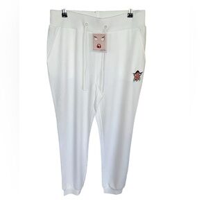 Badley Mischka Lounge Joggers Pants White Size XL NWT